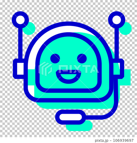 代表人工智能、機器人、機器人和操作員的兩種顏色樣式圖標 代表人工智能、機器人、機器人和操作員的兩種顏色樣式圖標 106939697