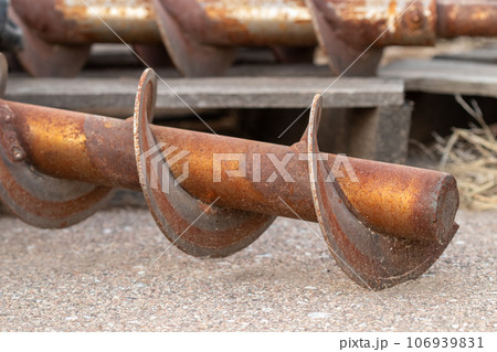 Scrap parts Blending machine screws outside weather rusty Scrap parts Blending machine screws outside weather rusty 106939831