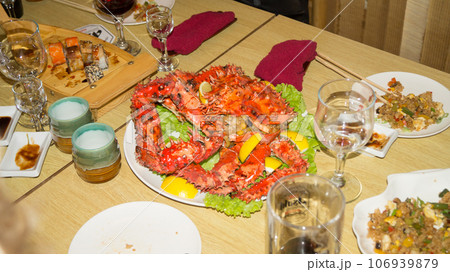 Kamchatka crab dishes.  106939879