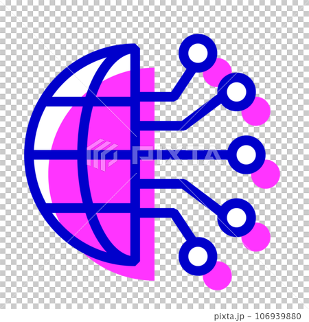 Two-color style icon representing DX, Global, Earth 106939880