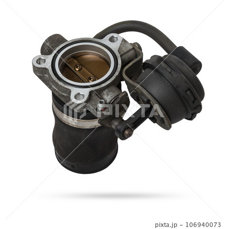 Car part engine throttle valve opened by the gas pedal to supply more air to the engine. Spare parts catalog for vehicles from the junkyard. Car part engine throttle valve opened by the gas pedal to supply more air to the engine. Spare parts catalog for vehicles from the junkyard. 106940073