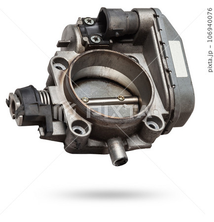 Car part engine throttle valve opened by the gas pedal to supply more air to the engine. Spare parts catalog for vehicles from the junkyard. Car part engine throttle valve opened by the gas pedal to supply more air to the engine. Spare parts catalog for vehicles from the junkyard. 106940076