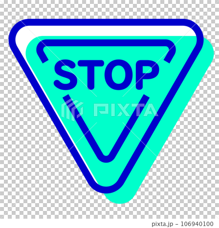 Two color style icons representing traffic signs, pause, stop, stop Two color style icons representing traffic signs, pause, stop, stop 106940100