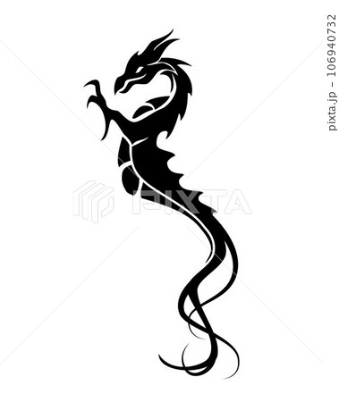 Dragon symbol tattoo, black and white vector illustration 106940732