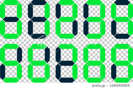Fluorescent green 7 segment set_01 106940904