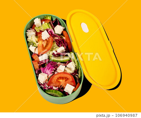 Salad, healthy lunch box with vegetable dish 106940987