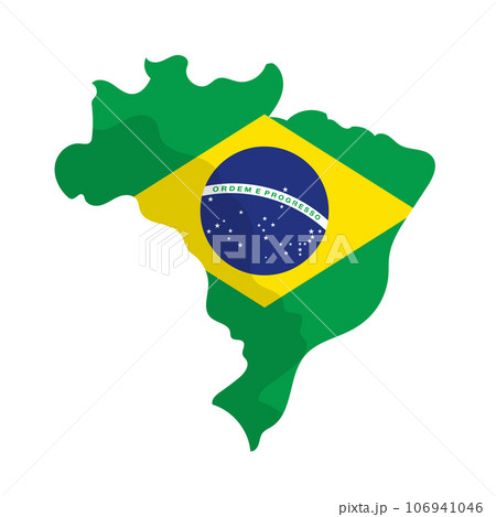 ブラジル国旗の地図アイコン。ベクター。 106941046
