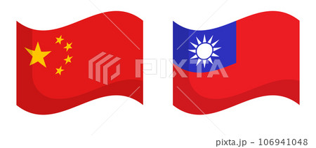 なびく中国国旗と台湾国旗のアイコンセット。ベクター。 106941048