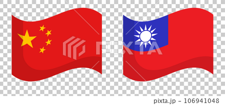 なびく中国国旗と台湾国旗のアイコンセット。ベクター。 106941048
