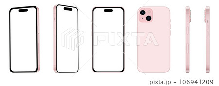 Set of 6 items from different angles, 15 pink smartphone models NEW, mockup for web design on white background Set of 6 items from different angles, 15 pink smartphone models NEW, mockup for web design on white background 106941209