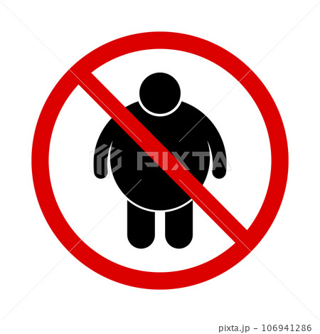 太っている人禁止アイコン。体重制限のサイン。ベクター。 太っている人禁止アイコン。体重制限のサイン。ベクター。 106941286