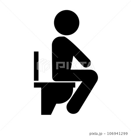 トイレに座って排泄をしている人のシルエットアイコン。ベクター。 トイレに座って排泄をしている人のシルエットアイコン。ベクター。 106941299