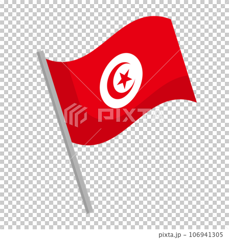 Tunisia flag icon with pole. vector. 106941305