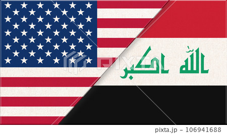 Flags of USA and Iraq. American and Iraqi national flags Flags of USA and Iraq. American and Iraqi national flags 106941688