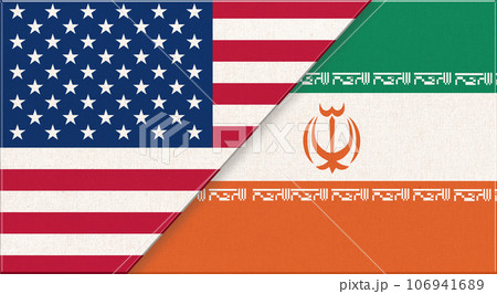 Flags of USA and Iran. American and Iranian national flags Flags of USA and Iran. American and Iranian national flags 106941689