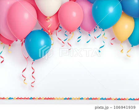 Birthday party poster with helium balloon and copy space. 106941939