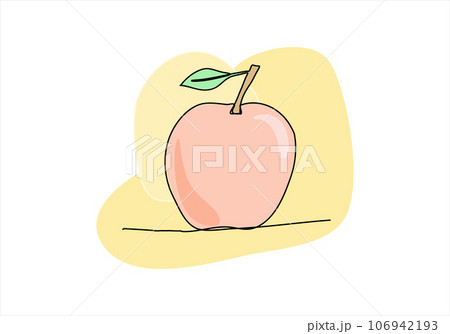 Apple one line drawing colored with pastel colors. Vector illustration. 106942193