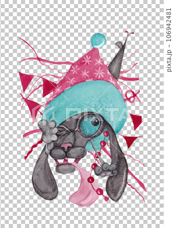 Caricature of a black cat in a Santa suit. Christmas isolated illustration for your design Caricature of a black cat in a Santa suit. Christmas isolated illustration for your design 106942481