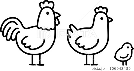 Simple chicken family doodle drawing 106942489