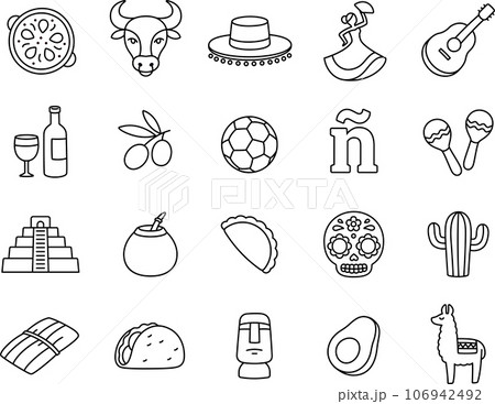 Spanish language and Hispanic cultures icons 106942492