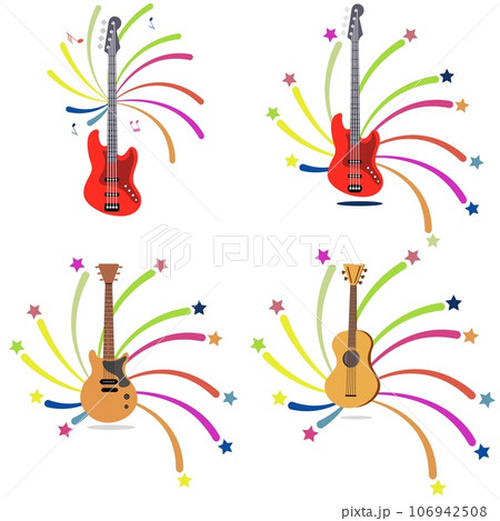 Music Design. Guitars and fireworks. For concert, music, stickers, t-shirts. Music Design. Guitars and fireworks. For concert, music, stickers, t-shirts. 106942508