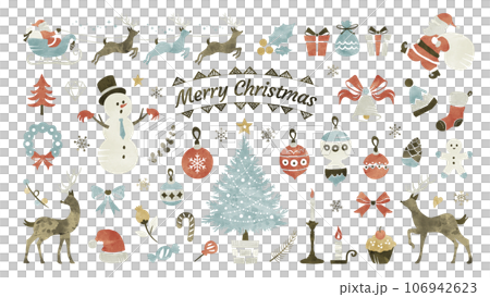 Christmas watercolor illustration set (retro & antique) 106942623