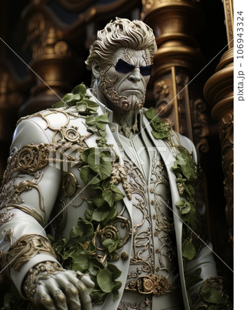 Green-skinned furious superhero with superpowers in classic aristocratic luxury suit. AI Green-skinned furious superhero with superpowers in classic aristocratic luxury suit. AI 106943324