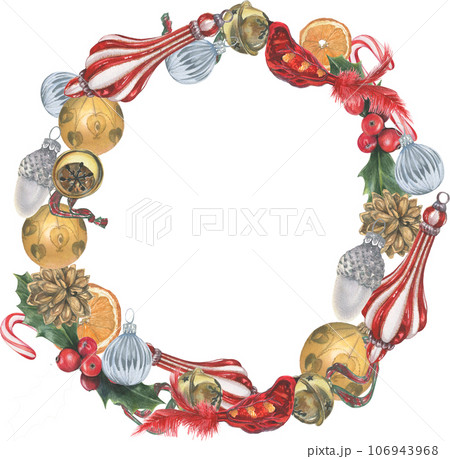 Christmas decorations painted in watercolor. Christmas decorations painted in watercolor. 106943968