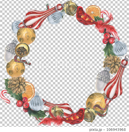 Christmas decorations painted in watercolor. Christmas decorations painted in watercolor. 106943968