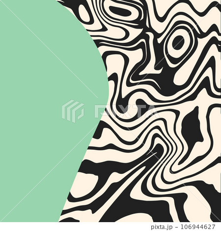 Groovy trippy background with copy space. Rippled wave or liquid marble psychedelic backdrop. Funky retro design for social media post, sale, discount, offer, flyer, brochure, marketing Groovy trippy background with copy space. Rippled wave or liquid marble psychedelic backdrop. Funky retro design for social media post, sale, discount, offer, flyer, brochure, marketing 106944627