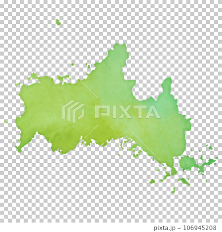 Illustration of Yamaguchi prefecture map in watercolor style 106945208