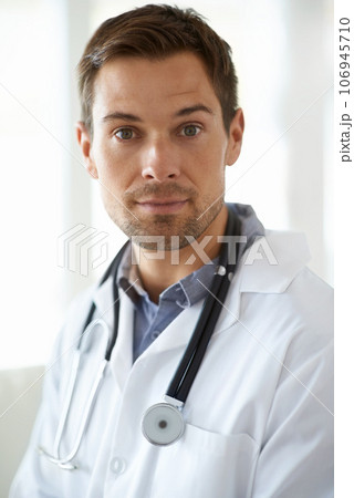 Portrait, serious man and doctor in clinic for healthcare management, hospital services and help. Face of male employee, medical therapist and surgeon for trust, integrity and professional experience Portrait, serious man and doctor in clinic for healthcare management, hospital services and help. Face of male employee, medical therapist and surgeon for trust, integrity and professional experience 106945710