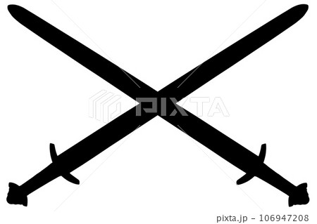 Viking Age swords. Crossed Viking Age swords black silhouette. Viking Age swords. Crossed Viking Age swords black silhouette. 106947208