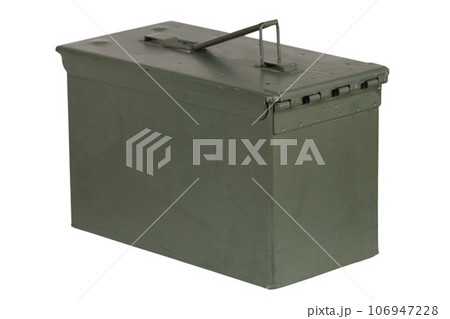 US army green metal ammo can for gun cartridges. 106947228