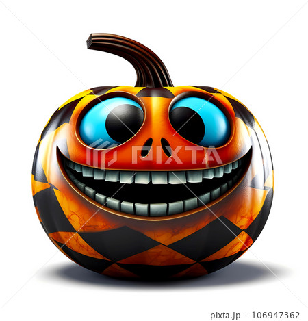 Modern Halloween pumpkin with a sly smile. Decoration for a happy Halloween 106947362