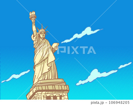 Travel to America and New York. Important landmarks around the world. Statue of Liberty against the sky. 106948205