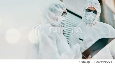 People, face mask and PPE with clipboard and doctor, Covid compliance with mockup space and bokeh. Health, protection gear and virus with banner, insurance and checklist with safety at hospital People, face mask and PPE with clipboard and doctor, Covid compliance with mockup space and bokeh. Health, protection gear and virus with banner, insurance and checklist with safety at hospital 106949554