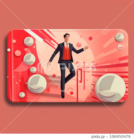 A digital business card with a dynamic animation, business card design, vector style, on pink background, AI generated. 106950476