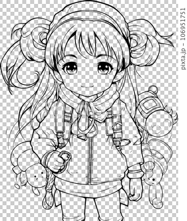 anime character with Pets ,Black and white coloring pages for kids, simple lines ,kawaii anime cute illustration drawing clip art character, PNG anime character with Pets ,Black and white coloring pages for kids, simple lines ,kawaii anime cute illustration drawing clip art character, PNG 106951751