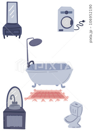 Bathroom hand drawn vector icons set 106952190