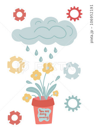 Mental health self support hand drawn icons set 106952191