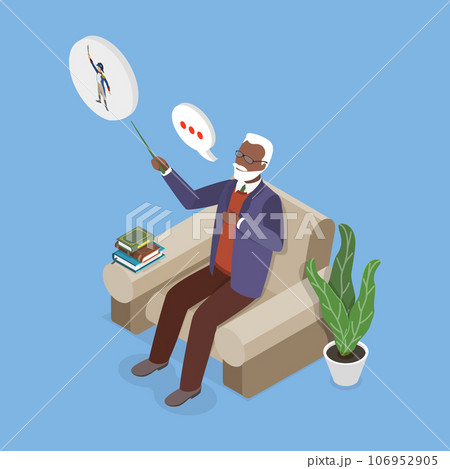 3D Isometric Flat Vector Conceptual Illustration of Scientific History Professor 106952905