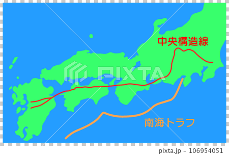 Median tectonic line and Nankai Trough 106954051