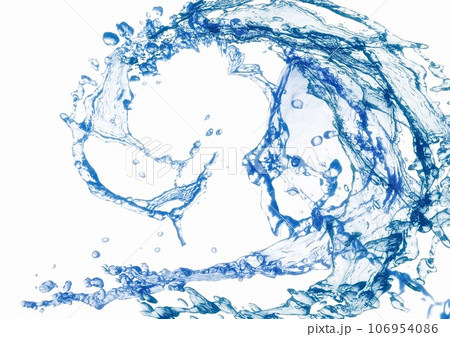 抽象的な青い水しぶきと白背景 抽象的な青い水しぶきと白背景 106954086