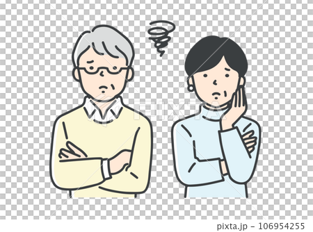 Worried senior couple / upper body 106954255