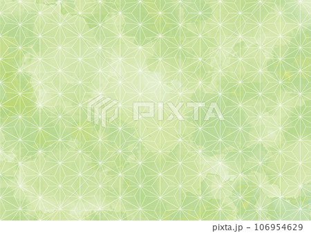 緑色の麻の葉柄の水彩風背景 106954629