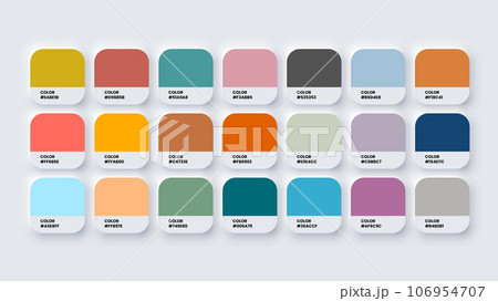 Color Palette, Colour Swatches in RGB, HEX Colors, Bright Colour in HEX Codes Catalog, Paint Palette, Colorful Tones 106954707