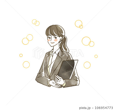 照れているスーツ姿の女性 106954773