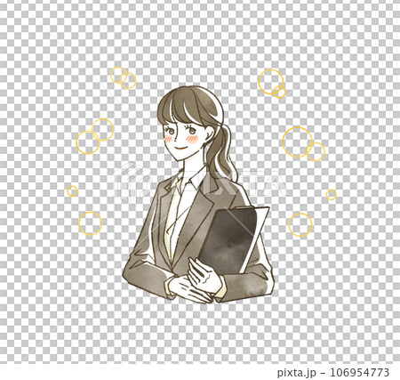 照れているスーツ姿の女性 106954773