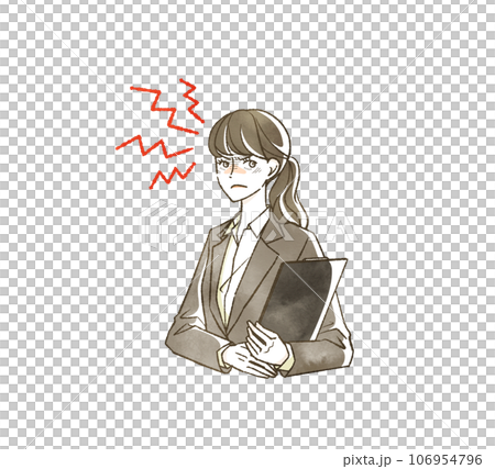睨んでいるスーツ姿の女性 106954796